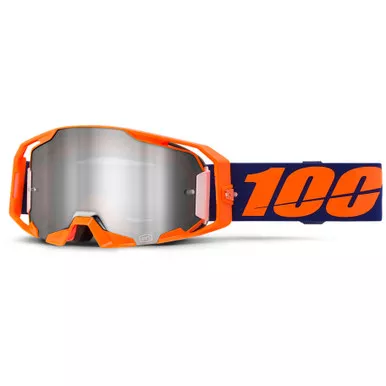 100% Armatic Goggles Neon Orange Mirror Silver Flash