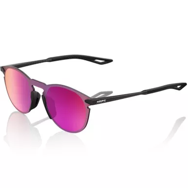 100% Legere Round Sunglasses Soft Tact Black Purple Mirror
