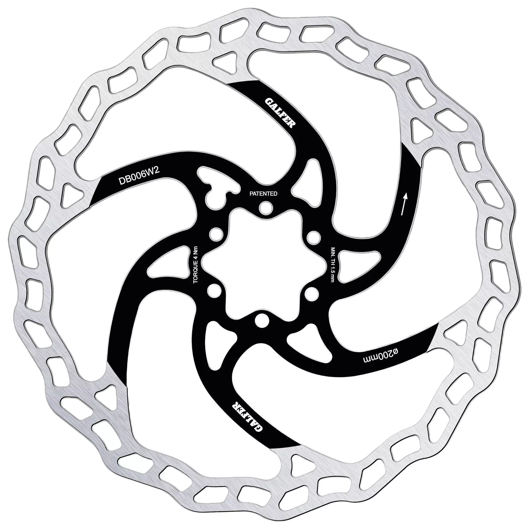 Galfer 200mm Rotor 6-Bolt2.0mm Black/Silver