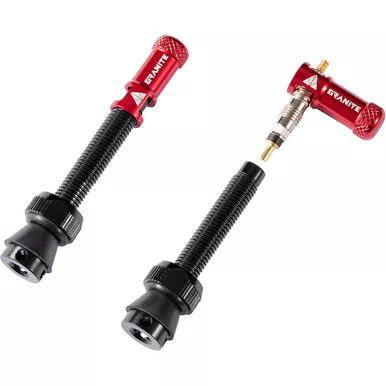 Granite Design Juicy Valve Cap Pair W/Tubeless Valve 80mm Red