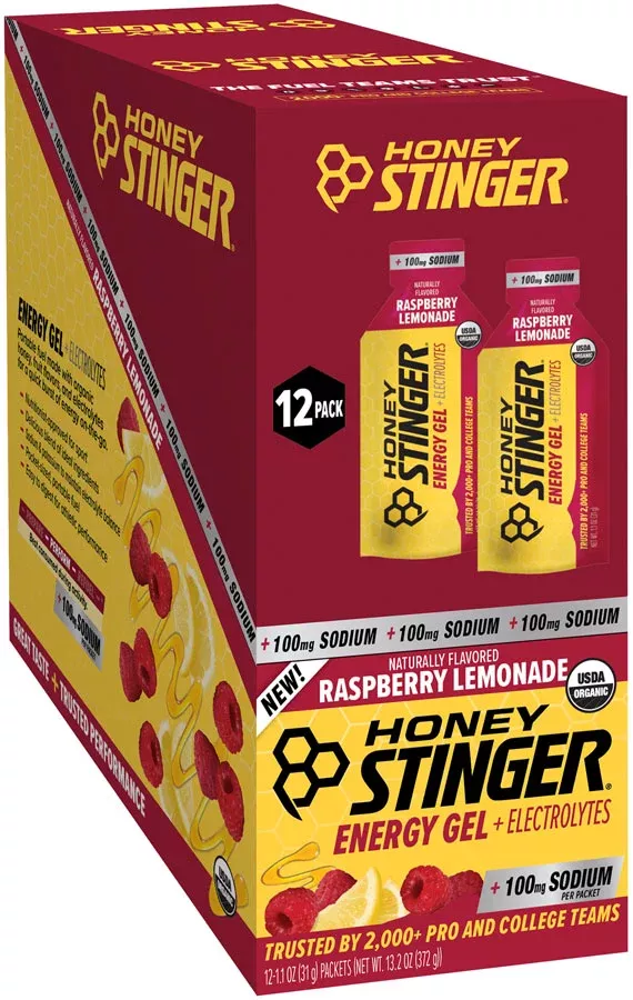 Honey Stinger Electrolyte Energy Gel - Raspberry Lemonade, Box of 12