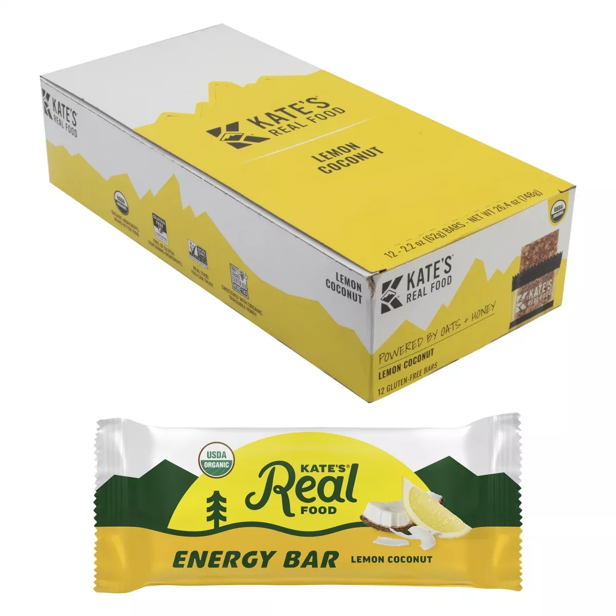 Kates Real Food Energy Bars, Lemon Coconut Ginger