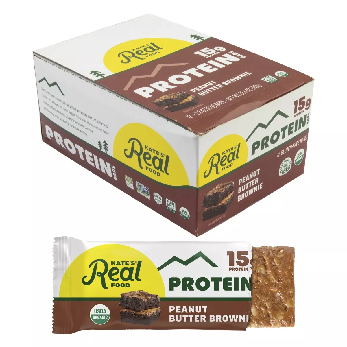 Kates Real Food Protein Bars, Peanut Butter Brownie