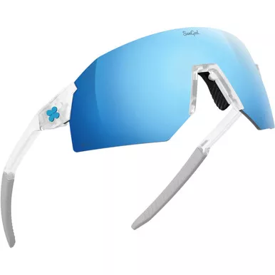 Sungod Ultras Sunglasses Frosted Clear with Silver Blue Lens