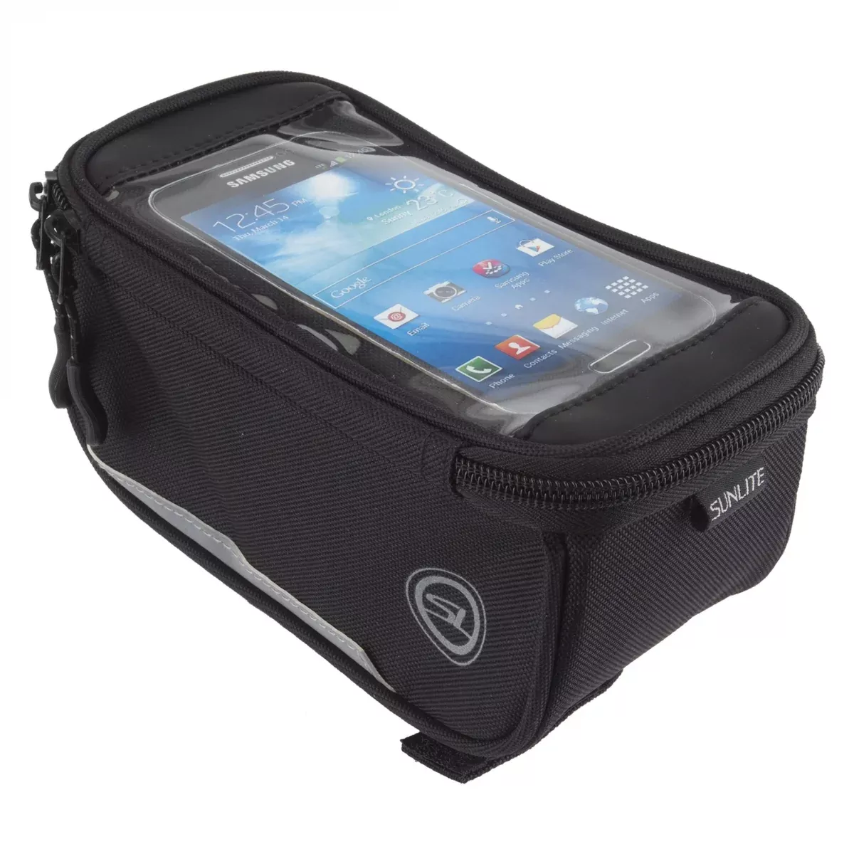 Sunlite Top Tube Phone Bento Bag / Pouch, Velcro Straps, 7.1x3.3x3.7", Black