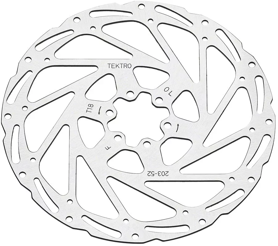 Tektro TR203-52 Disc Rotor - 203mm, 6-Bolt, 1.8mm Thickness, For 2-Piston Calipers
